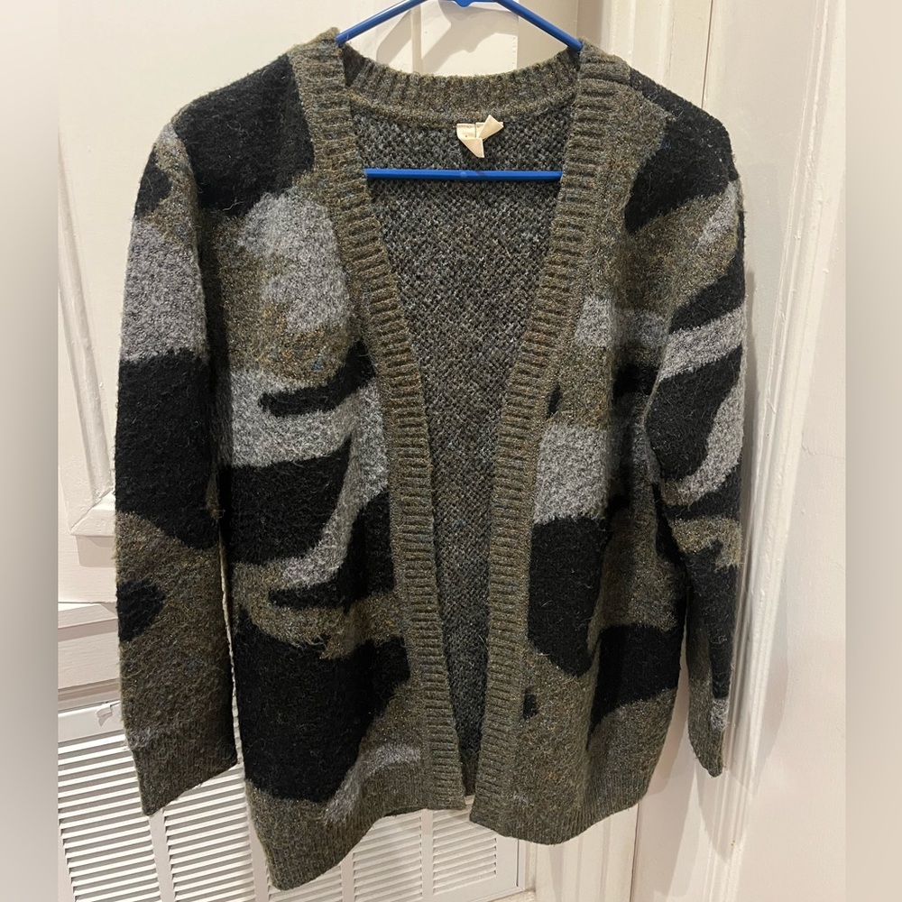 Moth Anthropologie camo open front sweater